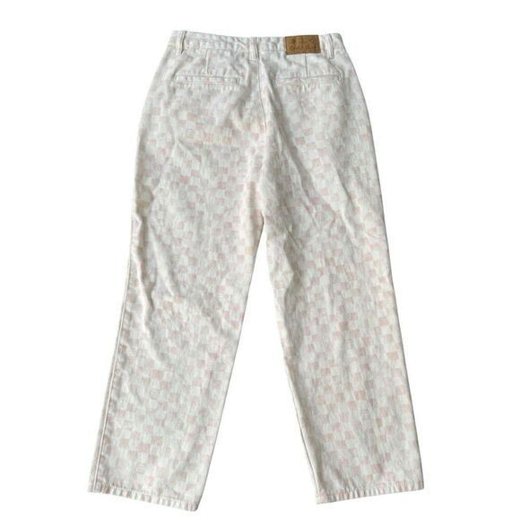 Cools Club California Pants in Pink Checker high rise  cropped straight size 12 - Picture 4 of 10